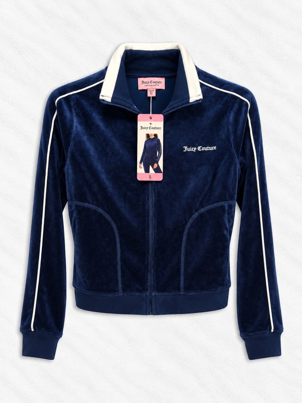 Juicy Couture Women’s Pickleball Navy Velour Track Jacket Y2K
